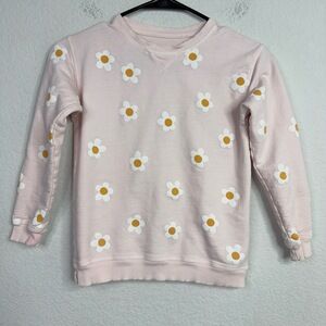 Wild Mae‎ Sweatshirt Girls 8/9 Pink Daisy Floral Long Sleeve Casual Cottagecore